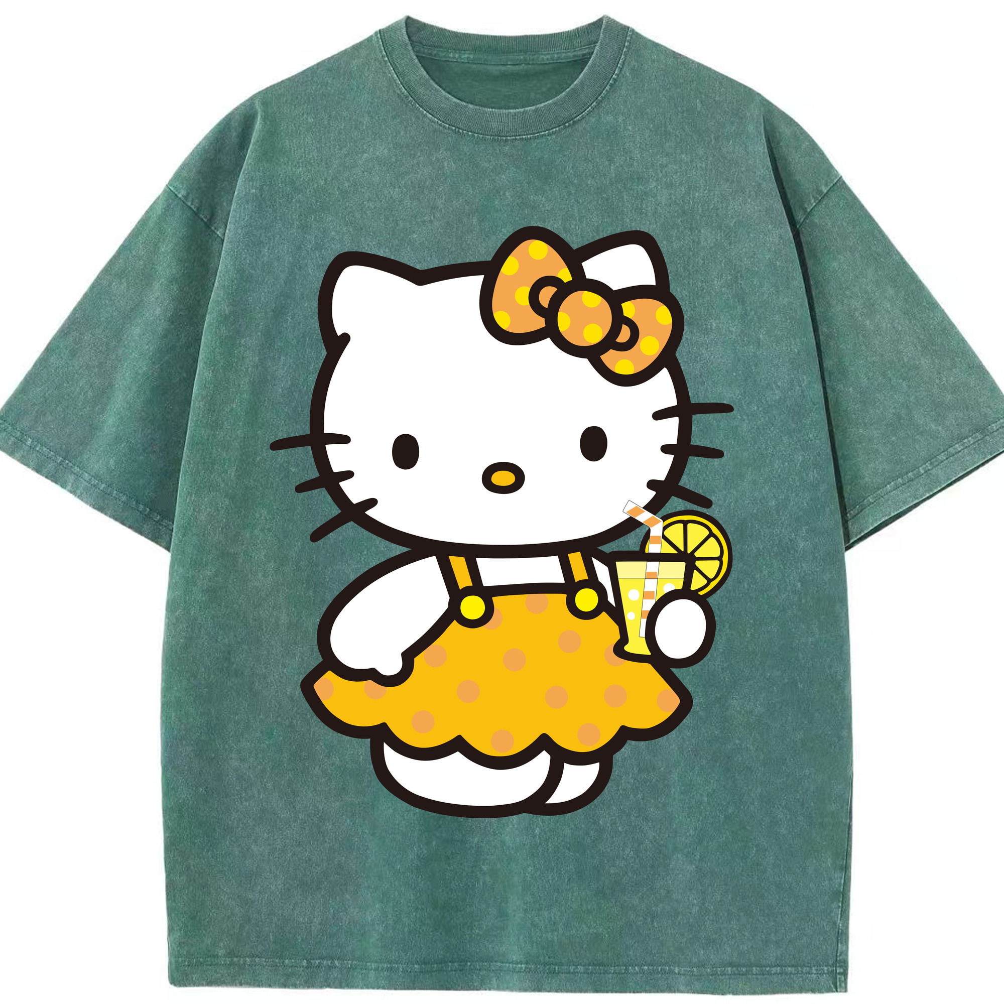 （画像用） Hello Kitty ハローキティ 綿100% ヴィンテージ風 半袖Tシャツ（フロントプリント）